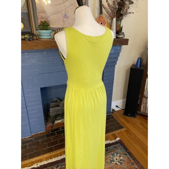 Lands End S 6-8 Lime Green MIDI Cotton Fit and Flare Dress Faux Wrap *read - Picture 5 of 11